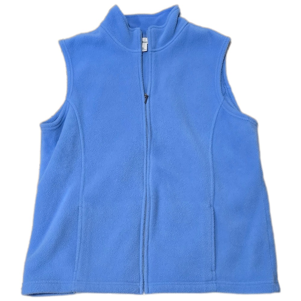 LL Bean Polartec Fleece‎ Vest Womens Size Large Blue Full Zip Mock Neck Gorpcore